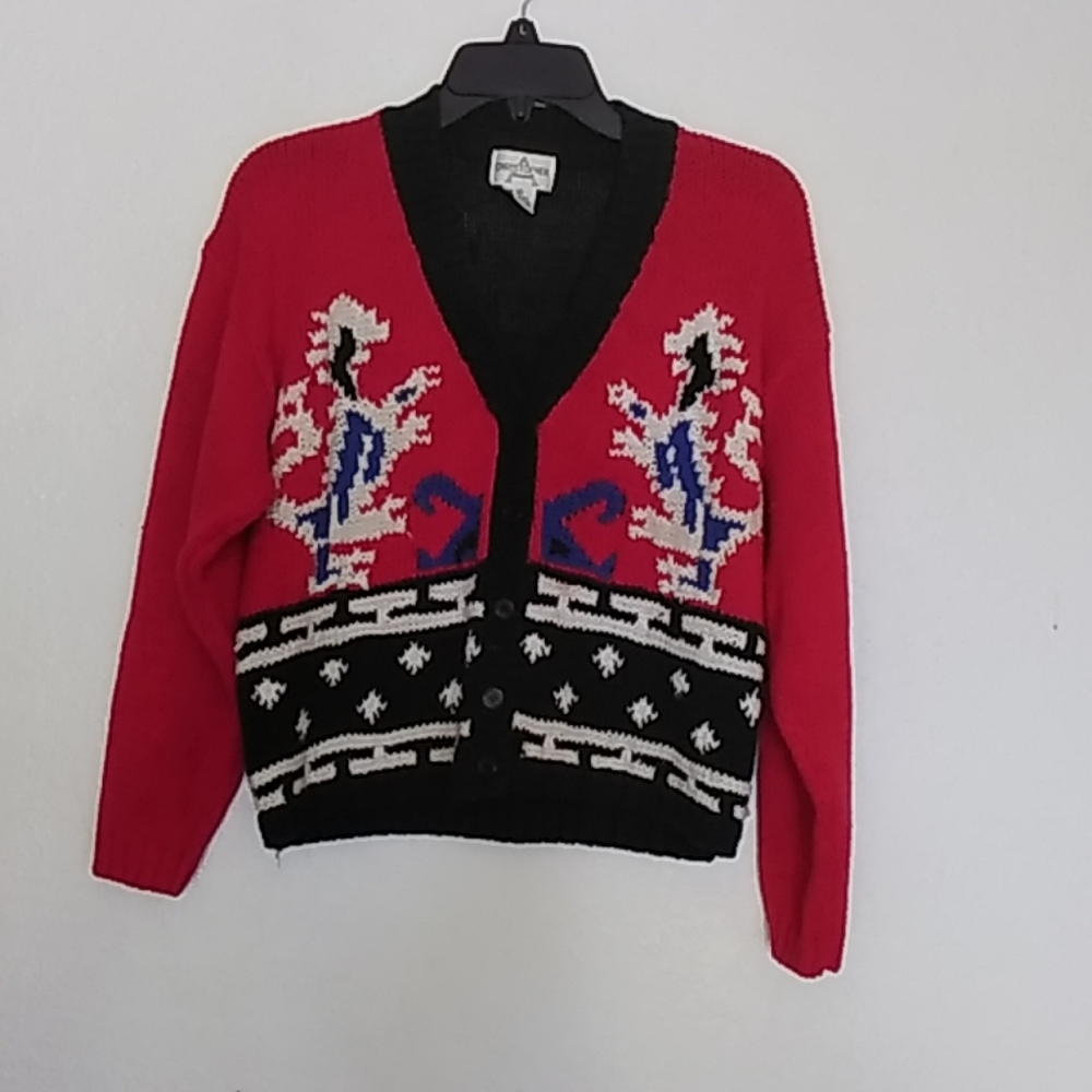 Vintage Christopher A red black sweater.